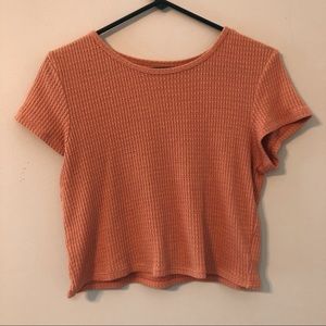 American Eagle waffle textured orange crop top
